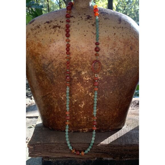 Jay King Necklace Sterling Silver, Carnelian Agate & Aventurine 40 Inches - Picture 3 of 13